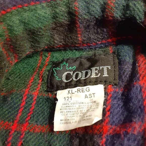Codet (XL) Men's Green & Red Long Sleeve Flannel Shirt w/2 Pockets. - Picture 2 of 4